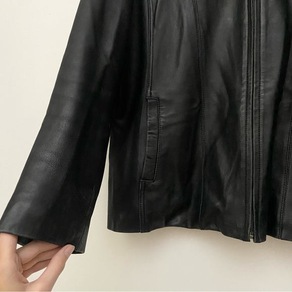 Wilson’s Leather Black Collared Zip Up Jacket - Picture 4 of 10